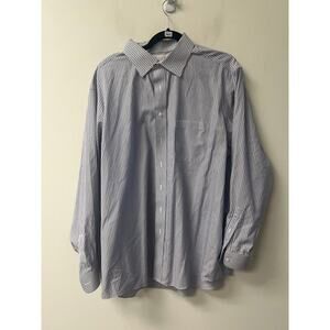Gold Label Blue and White Stripe Long Sleeve Button Down Sz 17.5/35